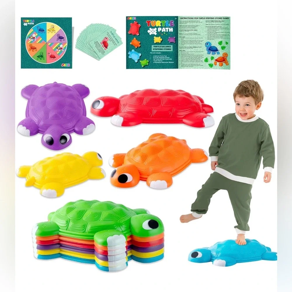 JOYIN Turtle Path Balance Stepping Stones 6 Pcs. Ages 3+  Indoor or Outdoor Play